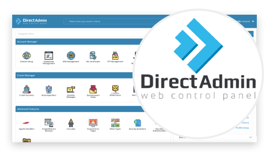 Panel de control DirectAdmin, el mejor del mercado.