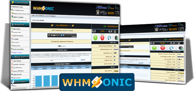 Panel de control WHMSonic con Shoutcast